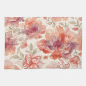 Waterverf Pastel Bloemen Licht Sinaasappel Theedoek (Horizontaal)