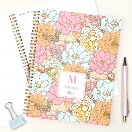 Waterverf Pastel Bloemen Roze Kleurrijk Monogram Planner