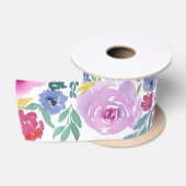Waterverf Pastel Bloemen Satijnen Lint (Spoel)