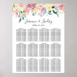 Waterverf Pastel Bloemen Trouwstoel Grafiek Poster