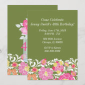 Waterverf Pastel Bloemen Verjaardagsuitnodiging Kaart (Voorkant / Achterkant)