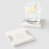 Waterverf pastel bloemenbruiloft stenen onderzetter (Zijkant)