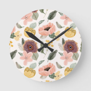 Waterverf Pastel Bloemendecor Naadloos Patroon Z Ronde Klok