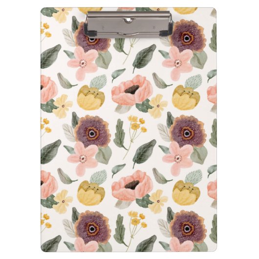 Waterverf Pastel Bloemendessin | Zachte Klembord (Voorkant)