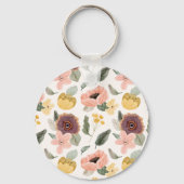 Waterverf Pastel Bloemendessin | Zachte Sleutelhanger (Voorkant)