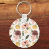 Waterverf Pastel Bloemendessin | Zachte Sleutelhanger (Voorkant)
