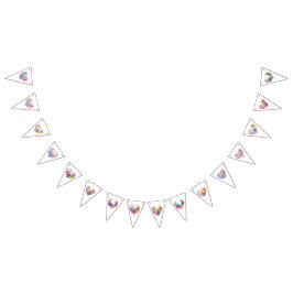  Waterverf pastel bloemharten Vlaggetjes