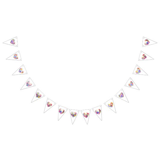  Waterverf pastel bloemharten Vlaggetjes (Alle)