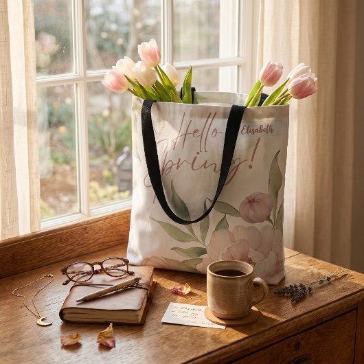 Waterverf Pastel Bloemstuk Aangepaste Naam Lente D Tote Bag