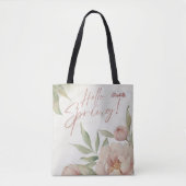 Waterverf Pastel Bloemstuk Aangepaste Naam Lente D Tote Bag (Voorkant)