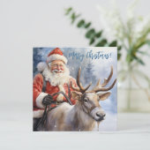 Waterverf Pastel Blue Christmas Santa Claus Feestdagenkaart (Staand voorkant)
