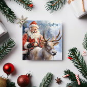 Waterverf Pastel Blue Christmas Santa Claus Feestdagenkaart
