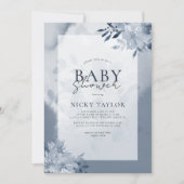 Waterverf Pastel Blue Floral Baby shower Kaart (Voorkant)