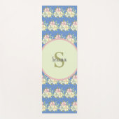 Waterverf Pastel Blue Floral Monogram Name Yogamat (Voorkant)