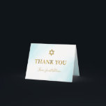 Waterverf Pastel Blue Gold Bar Mitzvah Hartelijk d Bedankkaart<br><div class="desc">Waterverf Pastel Blue Gold Bar Mitzvah Hartelijk dank</div>