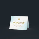 Waterverf Pastel Blue Gold Bar Mitzvah Hartelijk d Bedankkaart<br><div class="desc">Waterverf Pastel Blue Gold Bar Mitzvah Hartelijk dank</div>