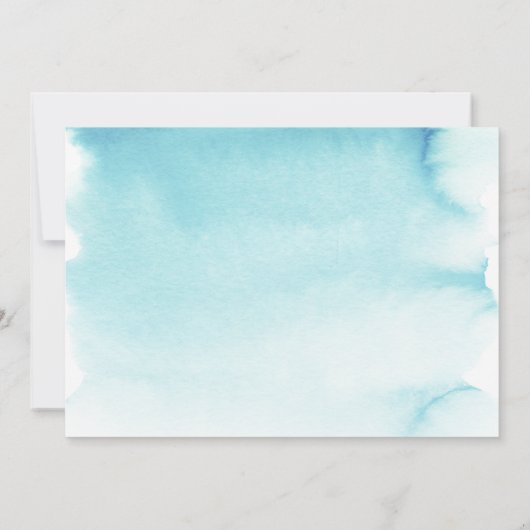 Waterverf Pastel Blue Gold Bat Mitzvah Bedankkaart (Achterkant)