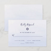 Waterverf Pastel Blue Ombre | Bat Mitzvah RSVP Kaartje (Voorkant / Achterkant)