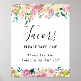 Waterverf Pastel Blush Bloemen Huwelijksgunsten Te Poster