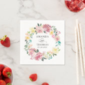 Waterverf Pastel Blush Bloemen Krans Bruiloft Servet (Insitu)