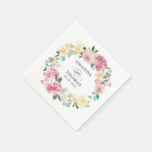 Waterverf Pastel Blush Bloemen Krans Bruiloft Servet (Hoek)