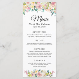 Waterverf Pastel Blush Chique Bloemen Bruiloft Menu