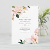 Waterverf Pastel Blush Pink Floral Baby shower Kaart (Staand voorkant)