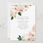 Waterverf Pastel Blush Pink Floral Spring Wedding Kaart (Voorkant)