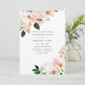 Waterverf Pastel Blush Pink Floral Spring Wedding Kaart (Staand voorkant)
