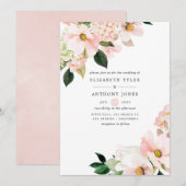 Waterverf Pastel Blush Pink Floral Spring Wedding Kaart (Voorkant / Achterkant)
