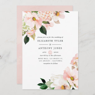 Waterverf Pastel Blush Pink Floral Spring Wedding Kaart