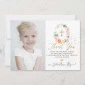 Waterverf Pastel Blush Rozen Communie Dank u Kaart (Voorkant)