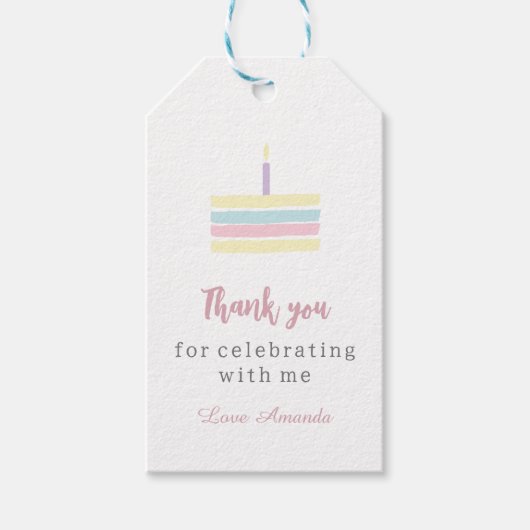 Waterverf pastel boho cake Birthday Hartelijk dank Cadeaulabel (Voorkant)