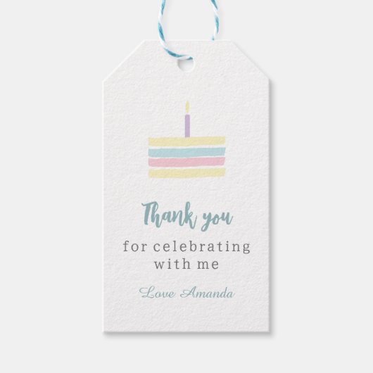 Waterverf pastel boho cake Birthday Hartelijk dank Cadeaulabel (Voorkant)
