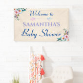 Waterverf Pastel Boho Floral Baby shower Welkom Spandoek (Insitu)