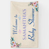 Waterverf Pastel Boho Floral Baby shower Welkom Spandoek (Verticaal)