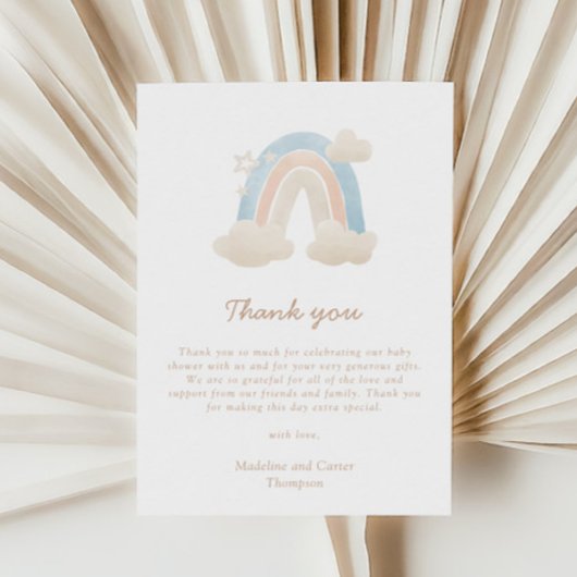 Waterverf Pastel Boho Rainbow Baby shower Bedankkaart