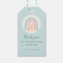 Waterverf pastel boho regenboog Birthday Dank Cadeaulabel