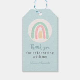 Waterverf pastel boho regenboog Birthday Dank Cadeaulabel