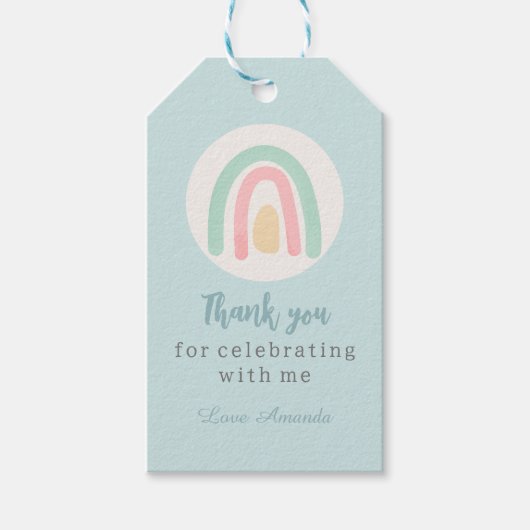 Waterverf pastel boho regenboog Birthday Dank Cadeaulabel (Voorkant)
