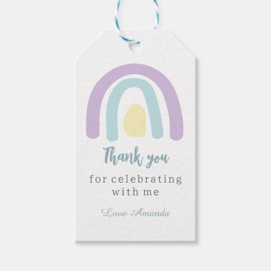 Waterverf pastel boho regenboog Birthday Hartelijk Cadeaulabel (Voorkant)