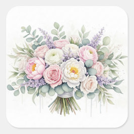 Waterverf pastel bruiloft boeket Sticker