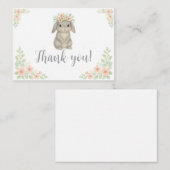 Waterverf, Pastel Bunny Bedankt Card Notitiekaartje (Voorkant / Achterkant)