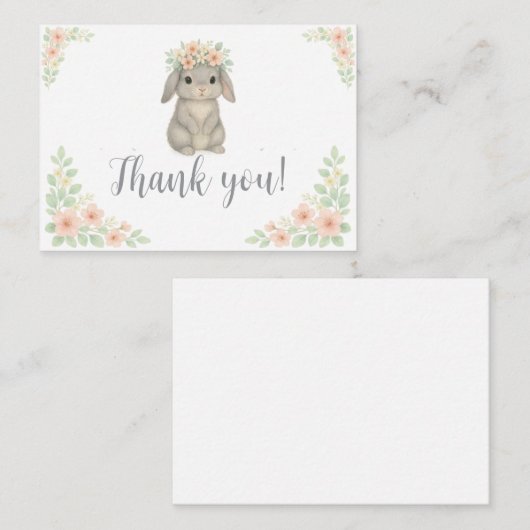 Waterverf, Pastel Bunny Bedankt Card Notitiekaartje (Voorkant / Achterkant)