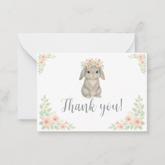 Waterverf, Pastel Bunny Bedankt Card Notitiekaartje (Voorkant)