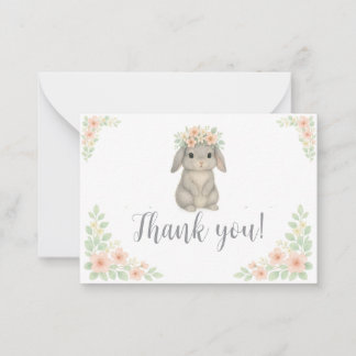 Waterverf, Pastel Bunny Bedankt Card Notitiekaartje
