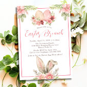 Waterverf Pastel Bunny Ears Bloemen Paasbrunch Kaart