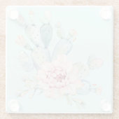 Waterverf Pastel Cactus en roze ventiel Glazen Onderzetter (Achterkant)