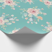 Waterverf Pastel Cactus Succulent Bloembloemen Cadeaupapier (Hoek)