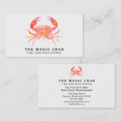 *~* Waterverf Pastel Crab Fine Dining by the Zee Visitekaartje (Voorkant / Achterkant)